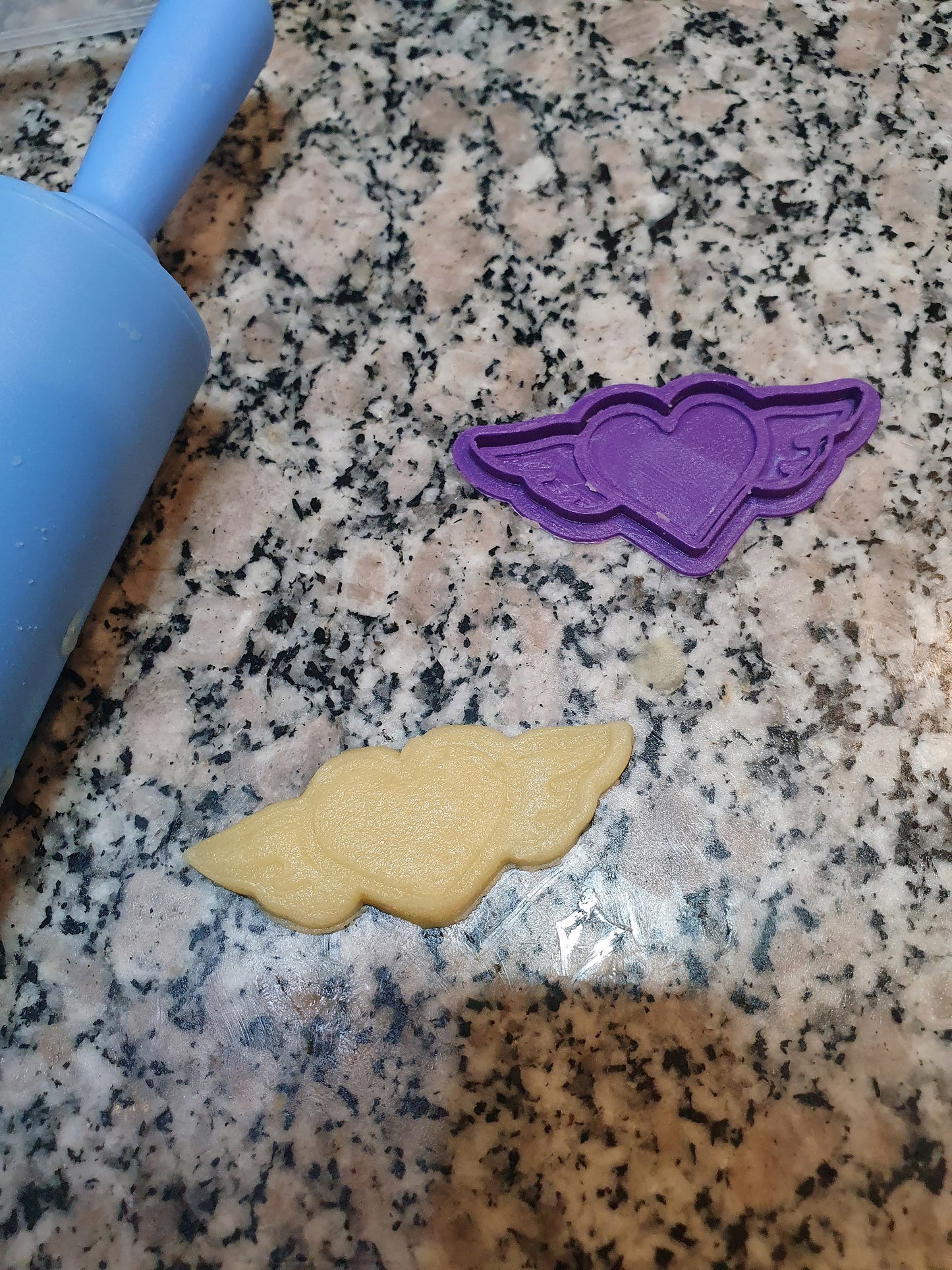 Heart Wing cookie cutter with stamp