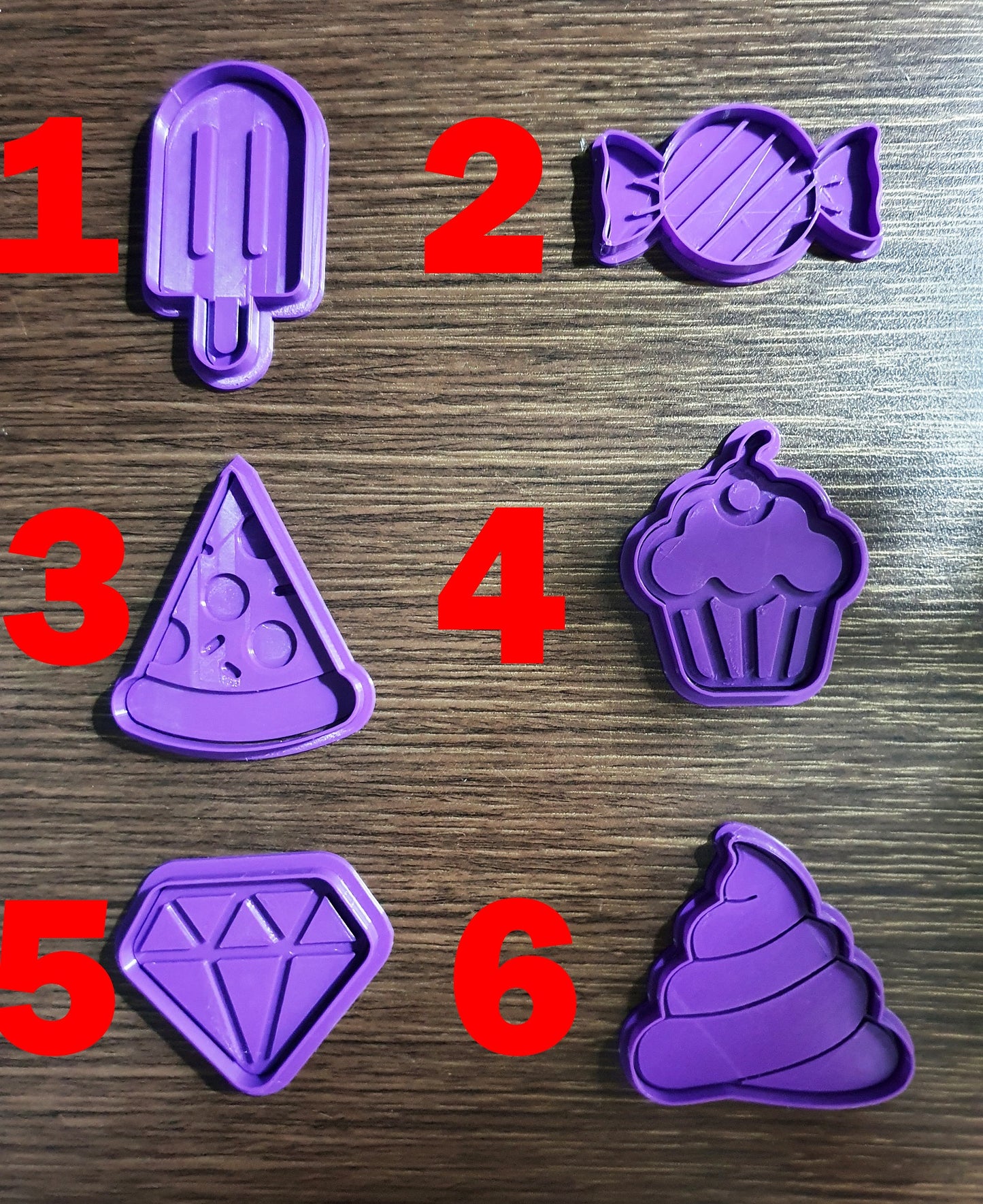 Basic Shape part two cookie cutter (Popsicle, candy, pizza, cupcakes, diamond, poop) with stamp