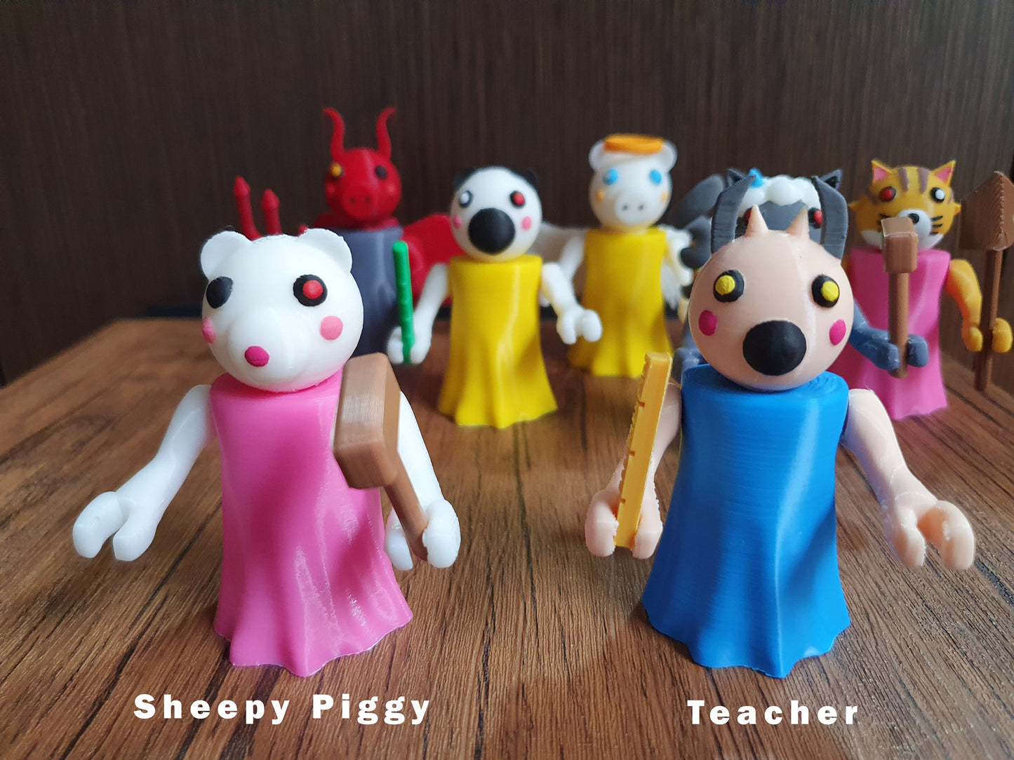 Angel Piggy, Devil piggy, Sheppy, Teacher, Pandy, Kitty fullbody figures