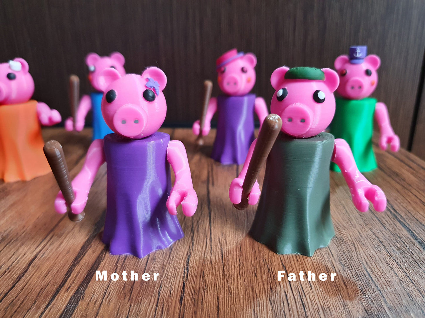 Piggy, Piggy Lil Bro, Grandpa, Grandma, Mother, Father fullbody figures