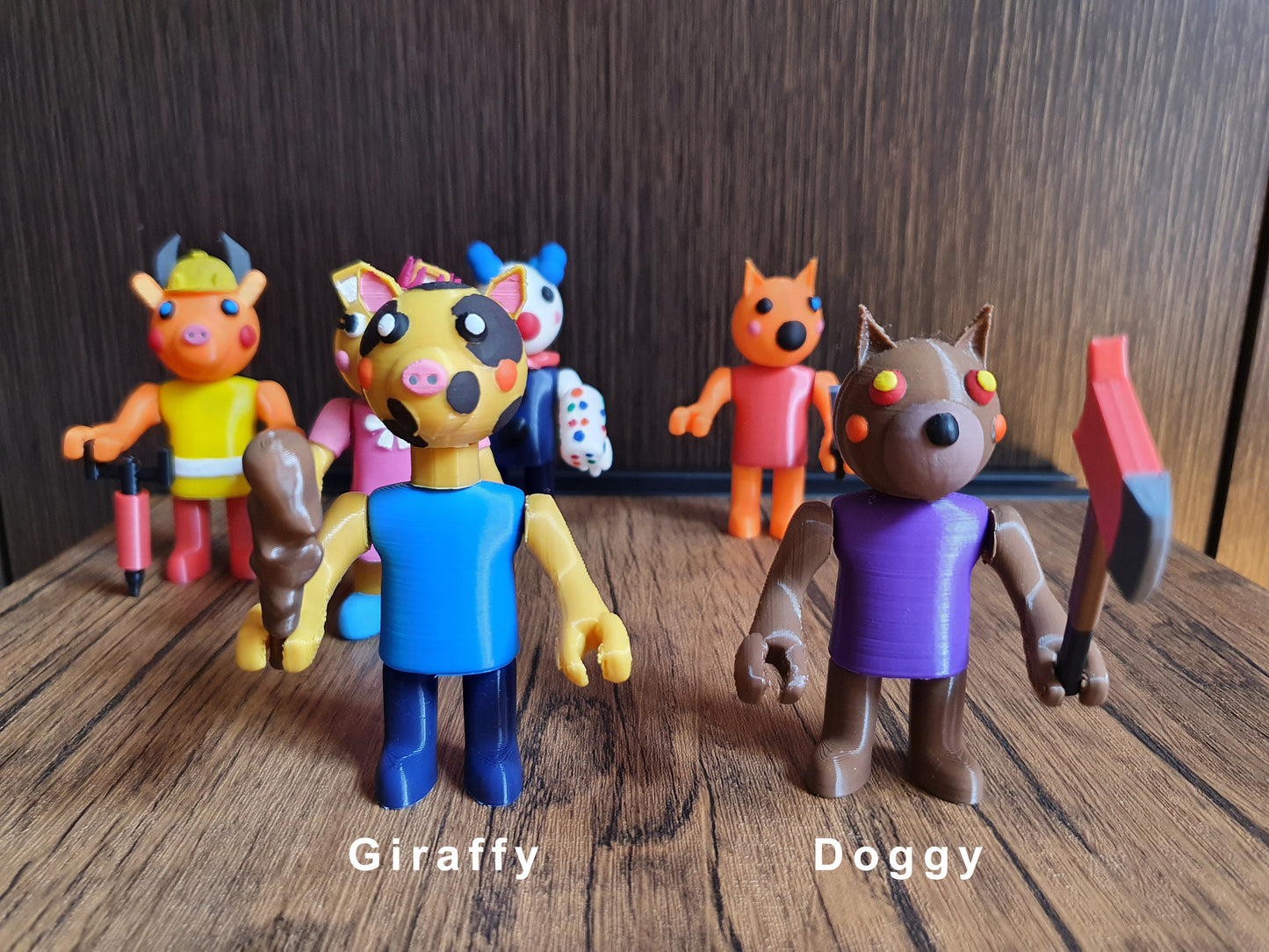 Billy, Kasey, Clowney, Foxy, Giraffy, Doggy fullbody figures