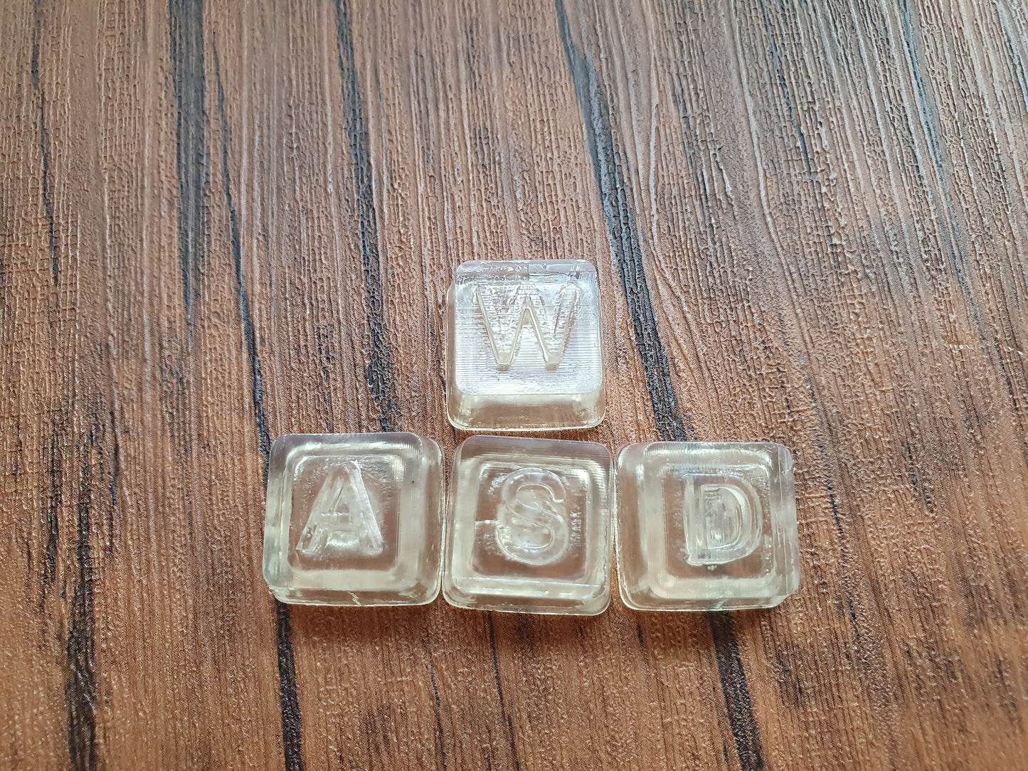 Clear ASDW mechanical keycaps 3D printed