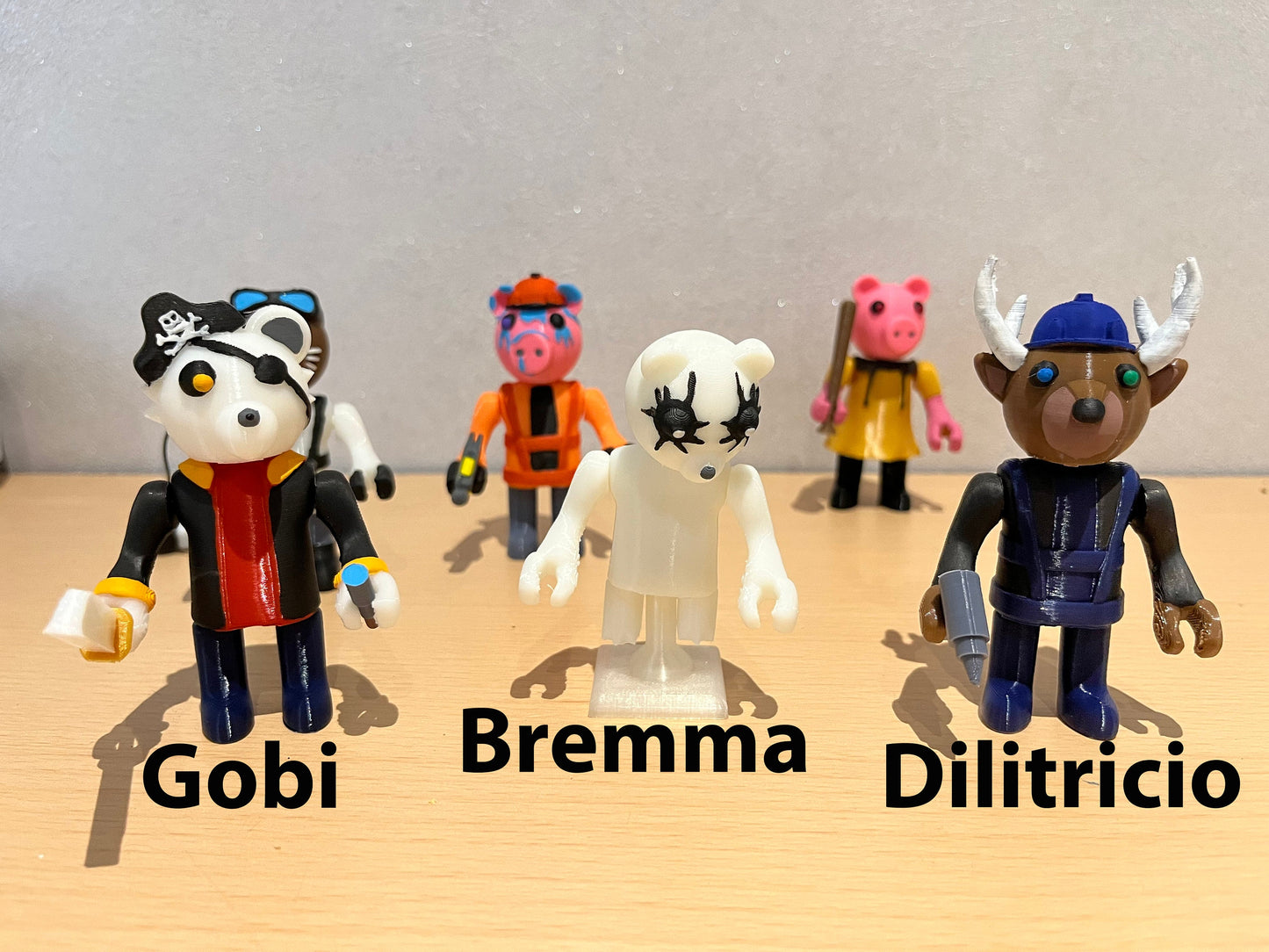 Gobi, Bremma, Dilitricio, Peb, Piggy cousin, Walious fullbody figures