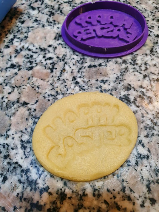 Happy Easter cookie cutter with stamp