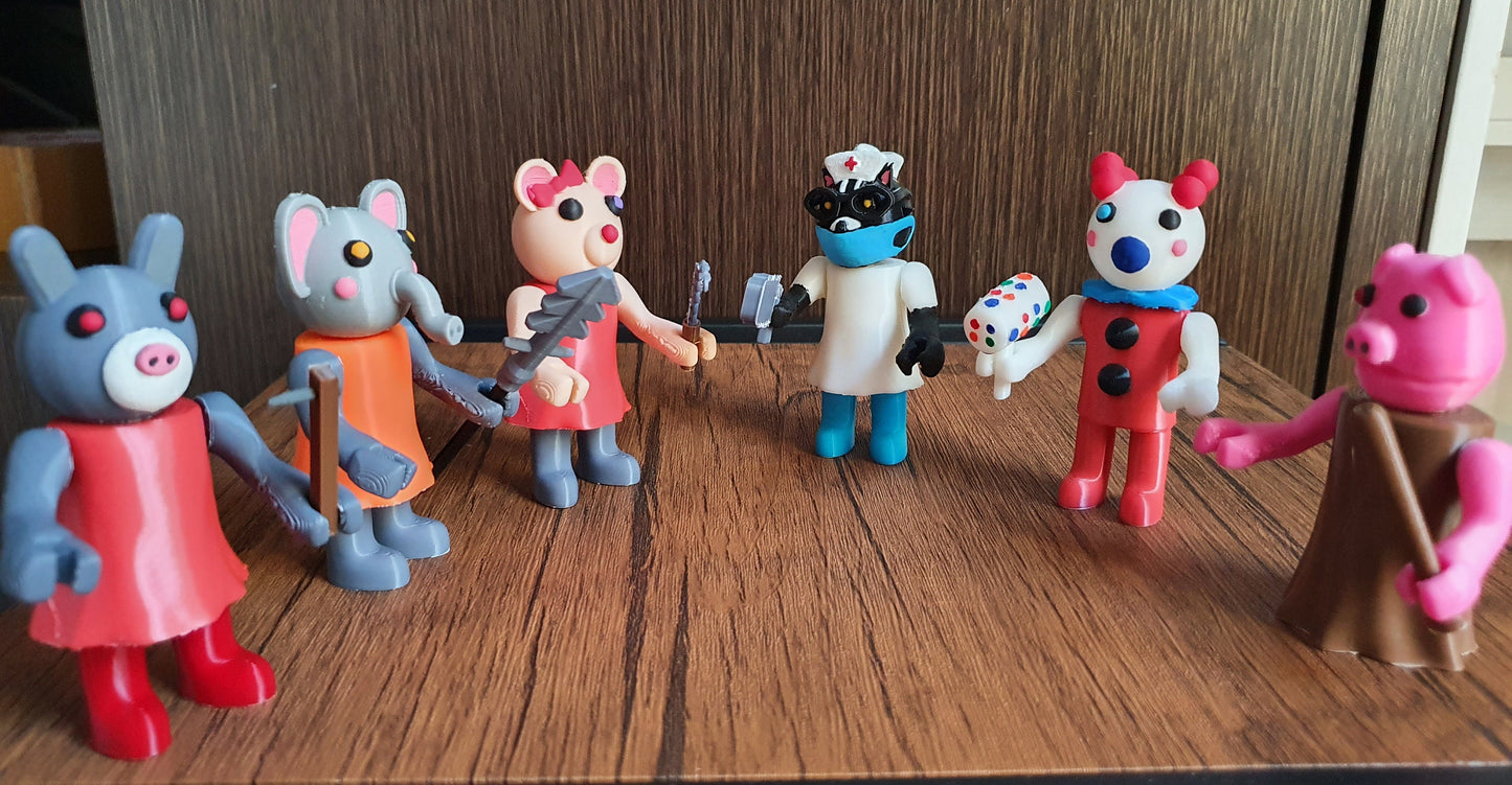 Gurty, Red Clowney, Daisy, Elly, Katie Nurse, Red Mousy fullbody figures