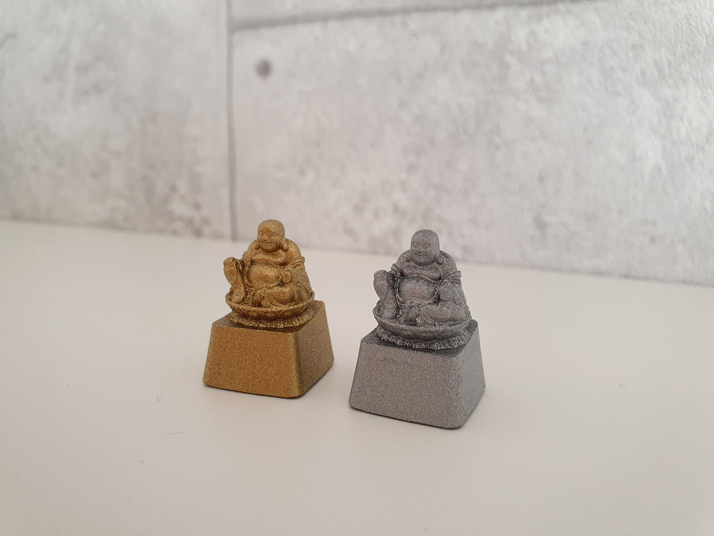 Gold and Silver Happy Buddha mechanical keycaps 3D printed