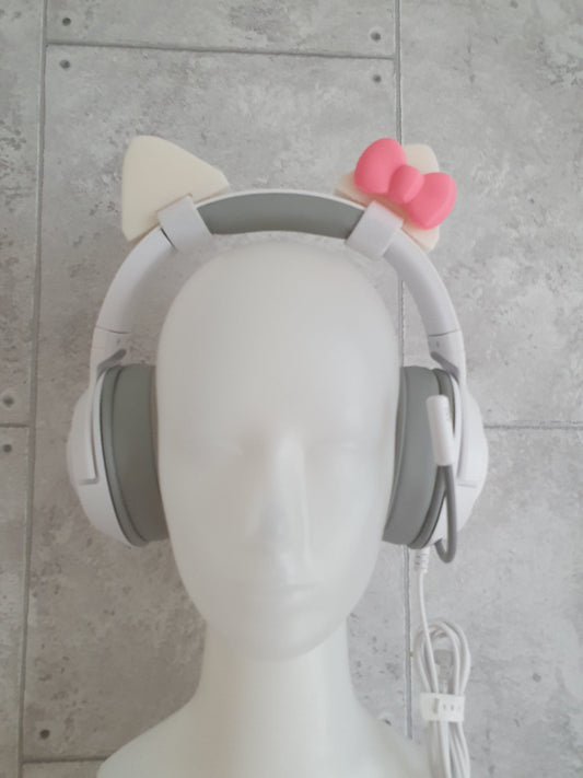 Kitten ears with Ribbon for Headphones / Headset for streaming anime cosplay