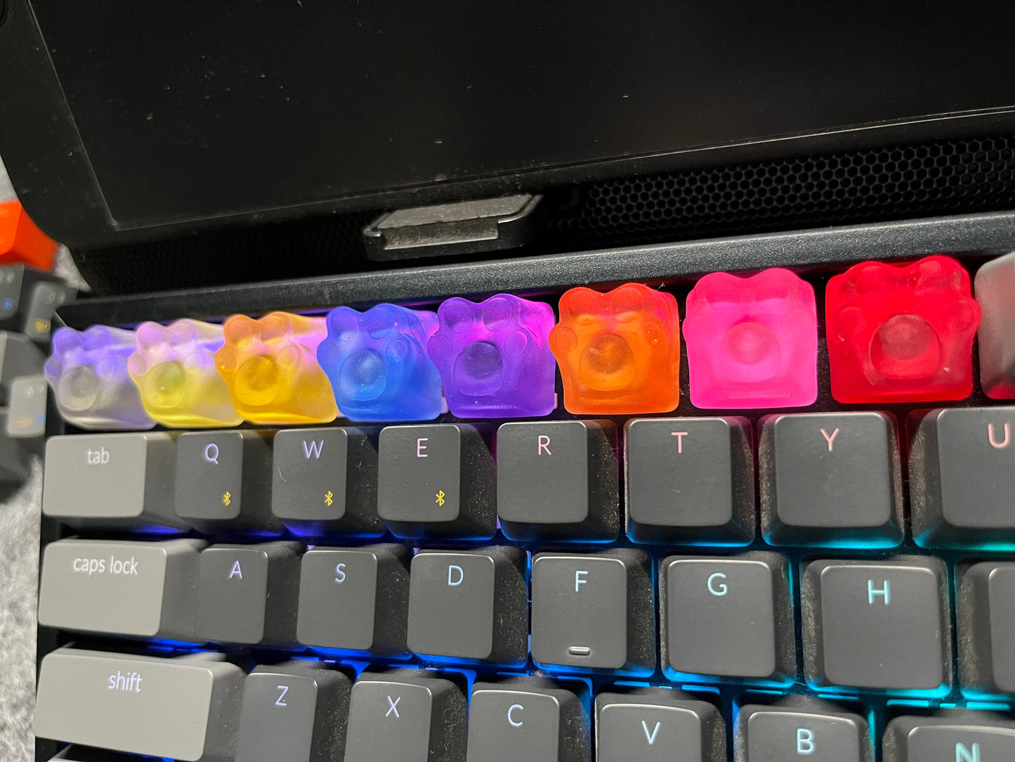Transparant / Clear color Cute Paw mechanical keycaps 3D printed