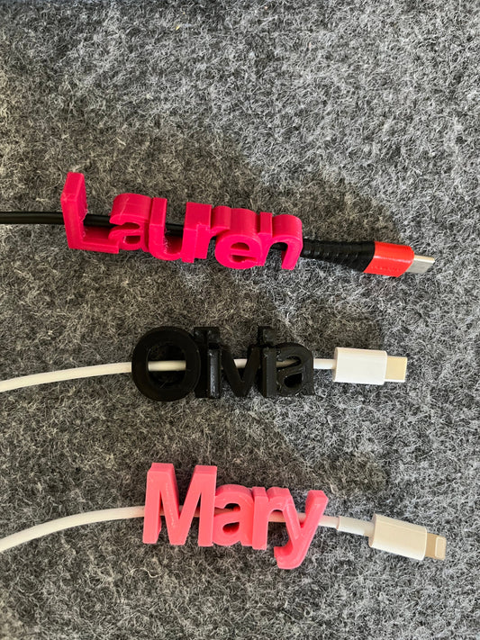 Cable Clip name Tag 3D Printed, Custom Name and Personalized Name for Gifts