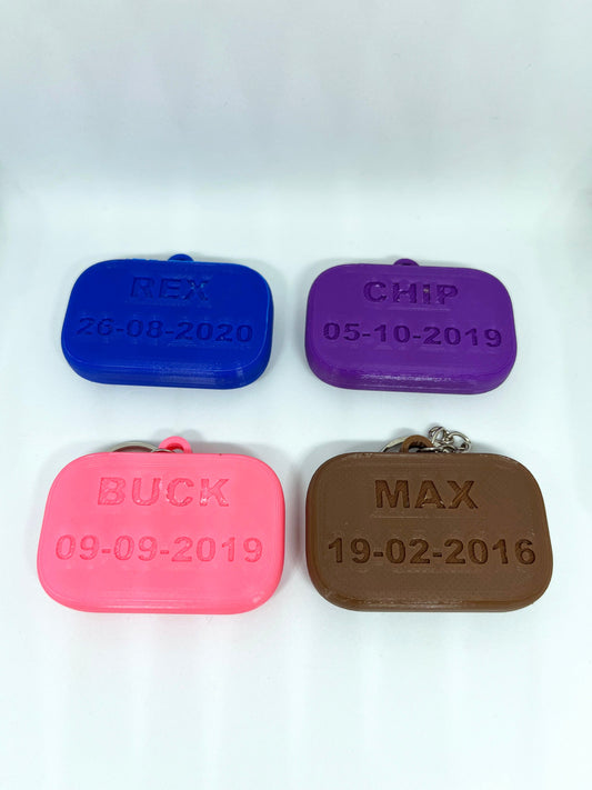 Pet airtag holder case name and birth date 3D Printed