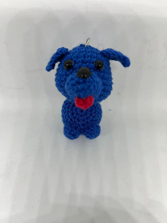 Blue dog amigurumi crochet Keychain