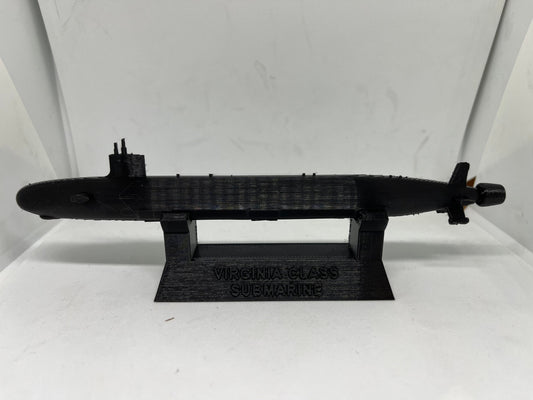 Virginia-class submarine, scale 750, United States navy, 3D printed, wargaming, military miniatures