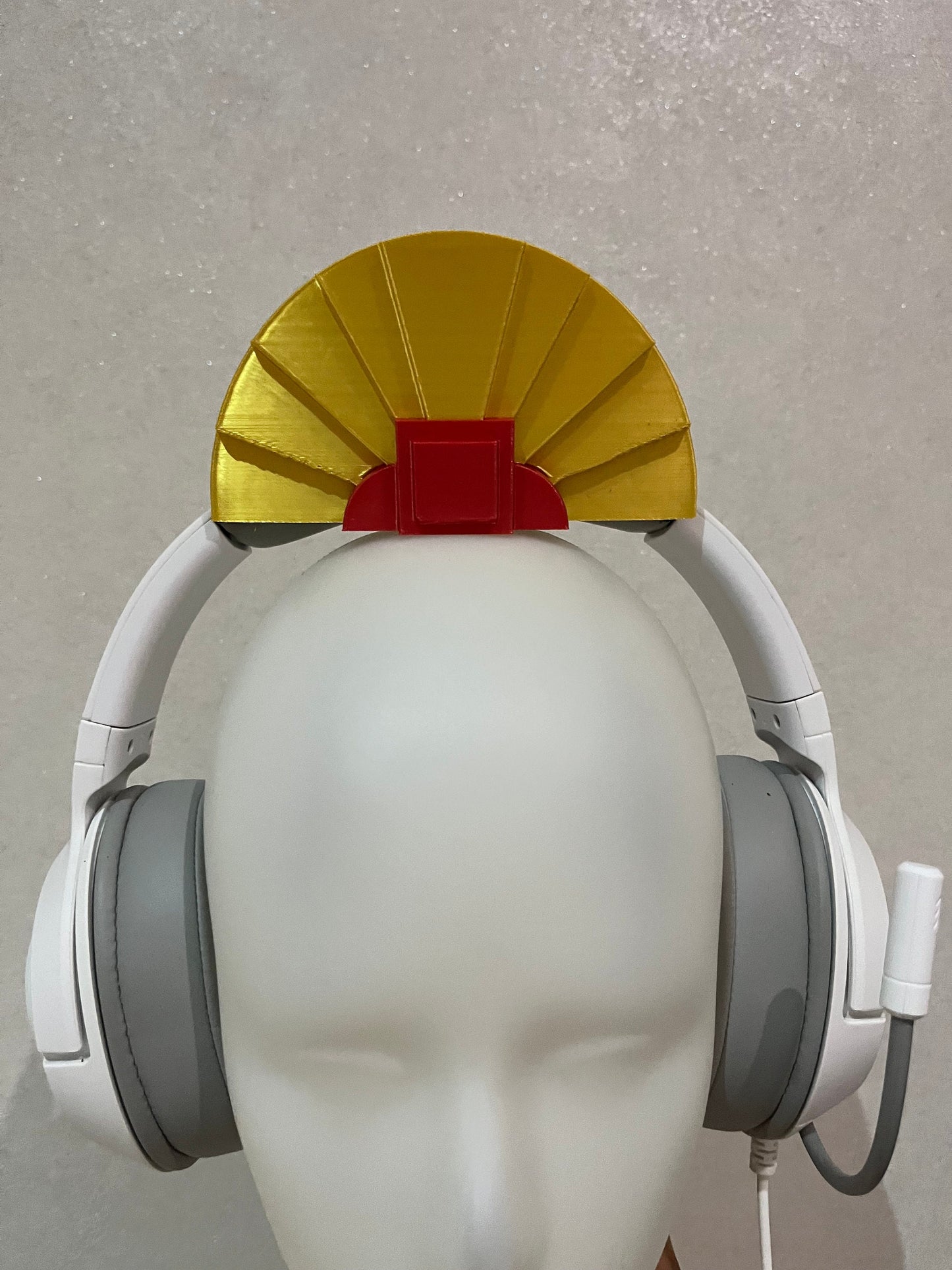 Gold Manga Fan Crown for Headphones / Headset for streaming anime cosplay